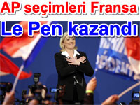 Le Pen kazand:Fransa'da  Avrupa Parlamentosu seimlerinden Marine Le Pen'in Ulusal Cephe Partisi National Front birinci parti olarak kt